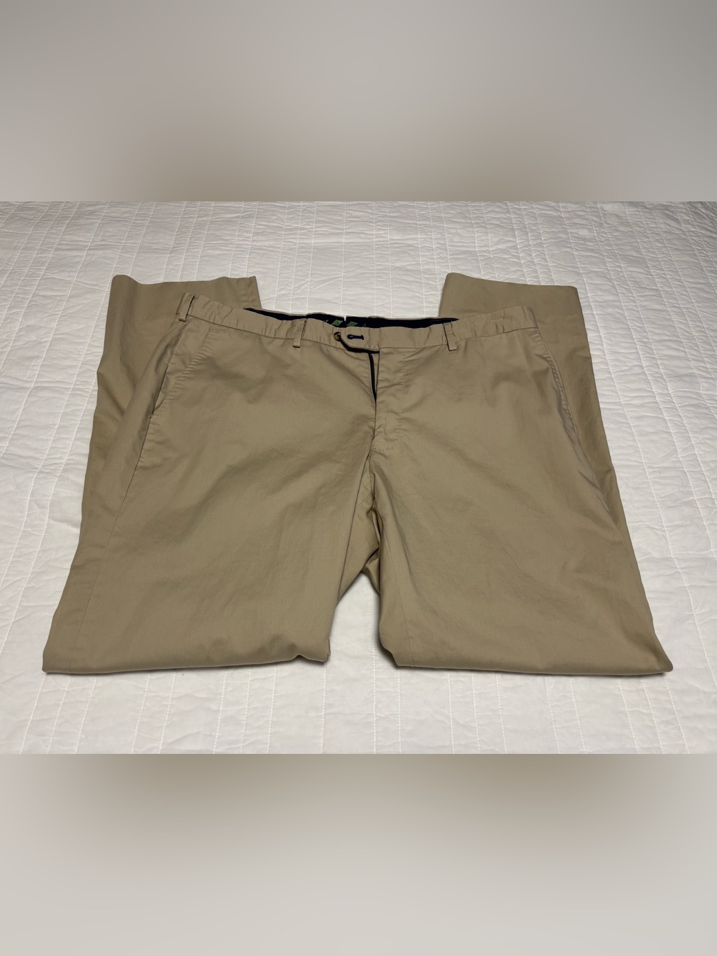 Henry Sage The Ultimate Khaki Pima Cotton Pants Tan 40 X 31